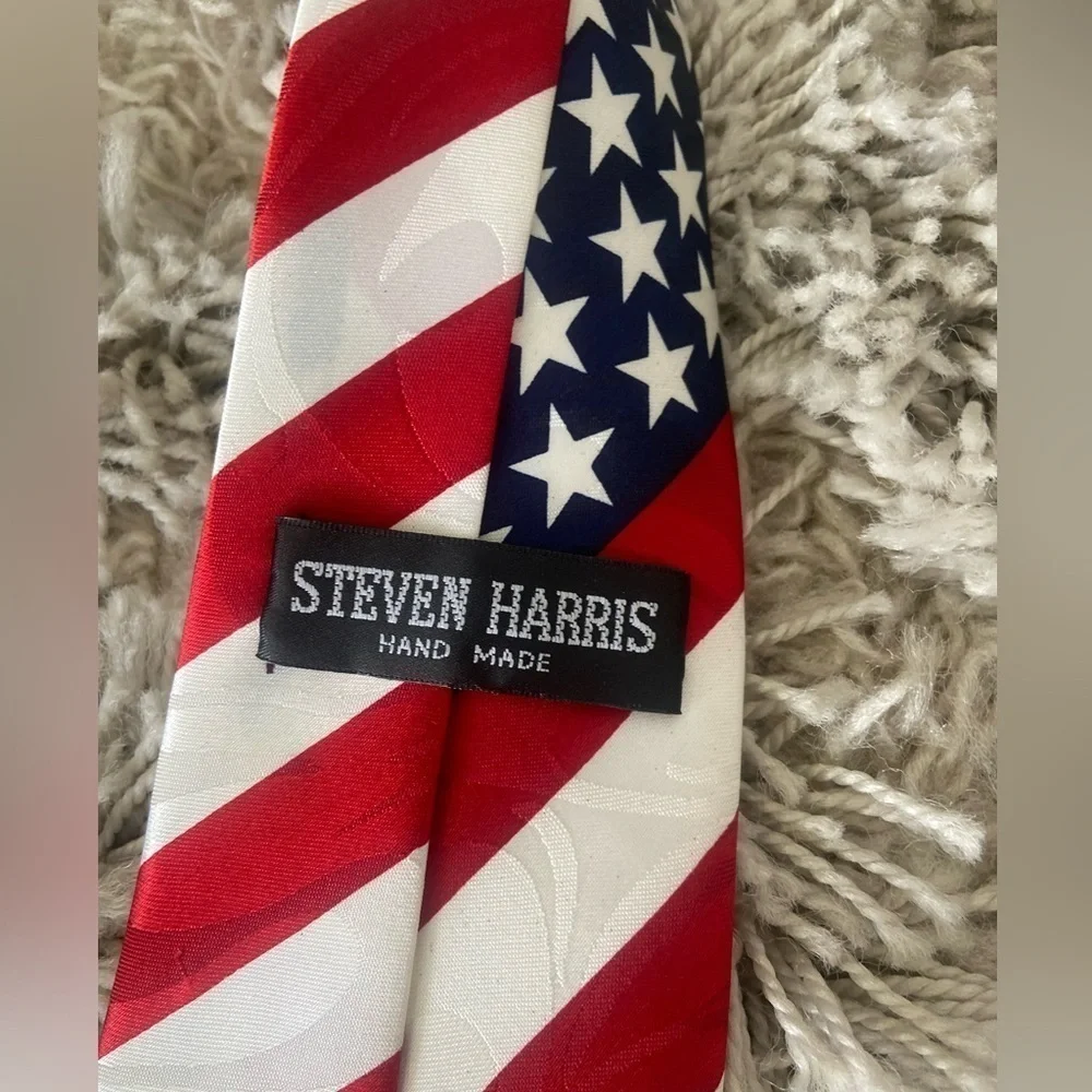 Steve Harris American Flag Men’s Tie USA Like New Condition Handmade Election
